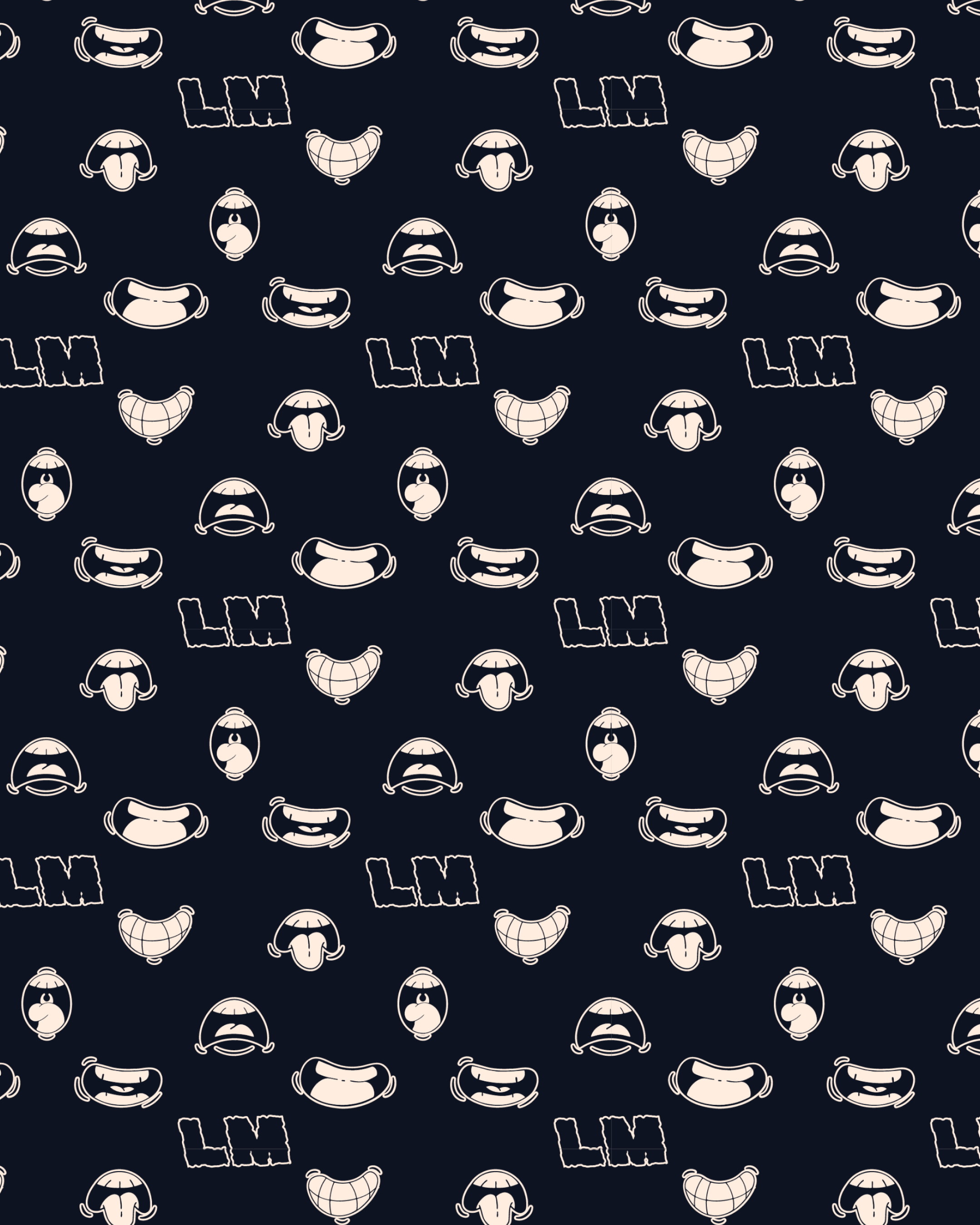 Brand pattern of mouths and LM monograms