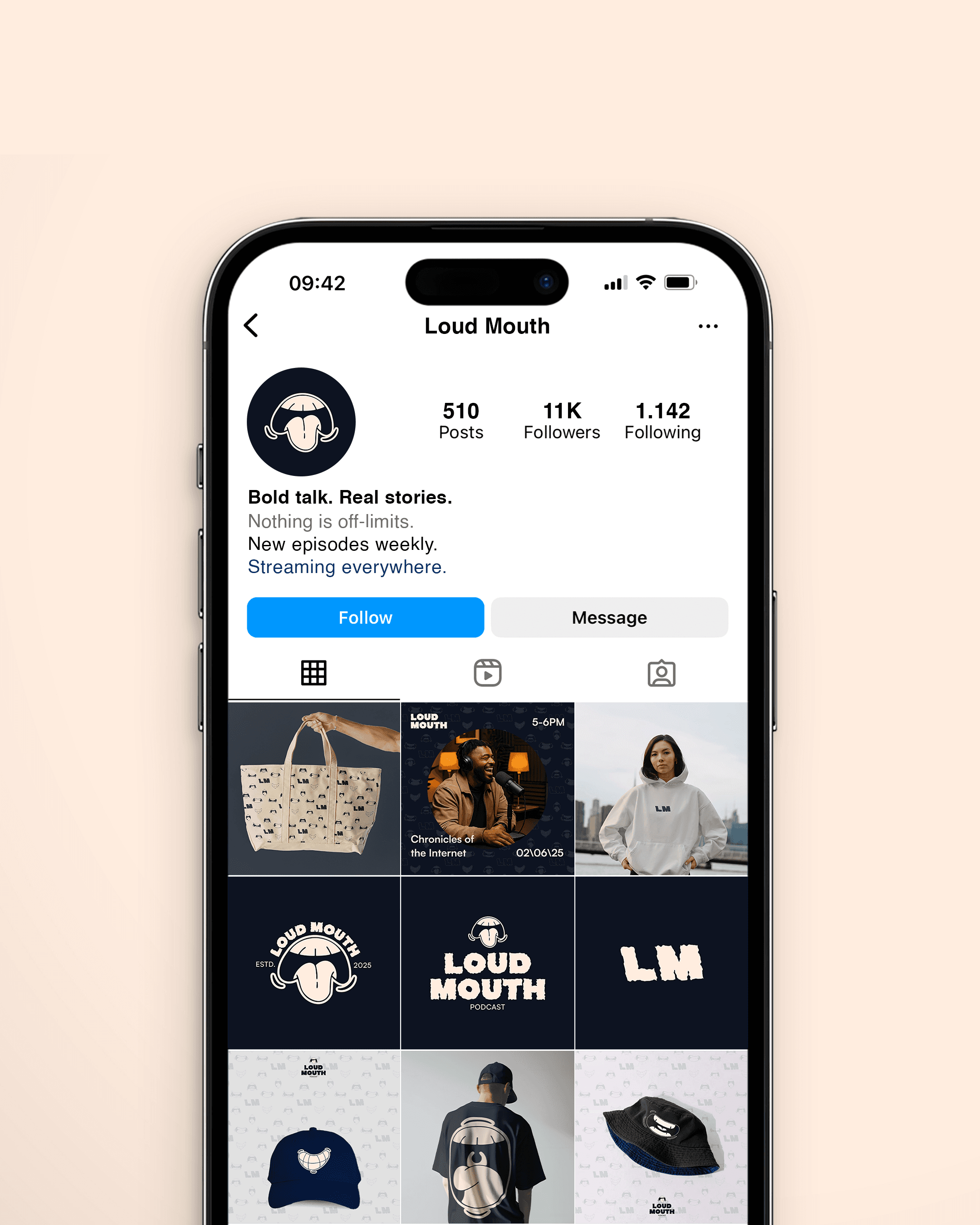 Loud Mouth Instagram profile and feed system